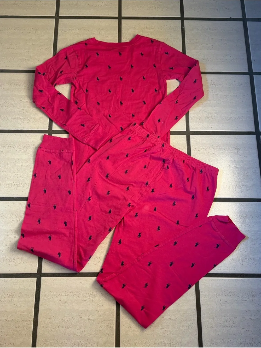 Ralph Lauren Kids Pink Polo Pony Pajama Set New Size 12